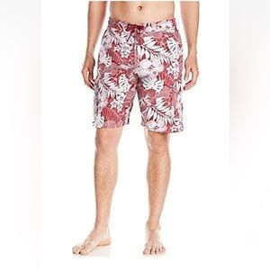 Hawke Co Swim Trunks XXL Red Hawaiian Print Polyester 10652 MSRP $40.00 NWT